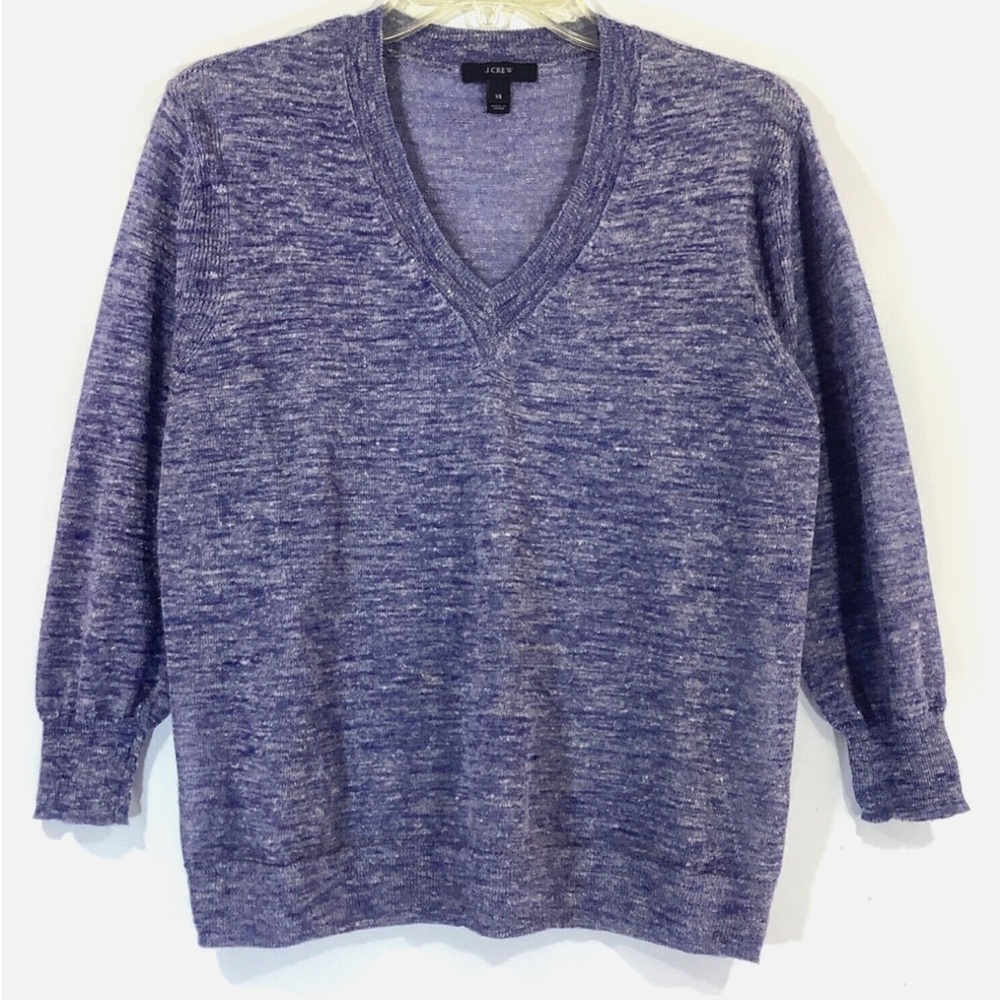 J.Crew marled linen v-neck sweater